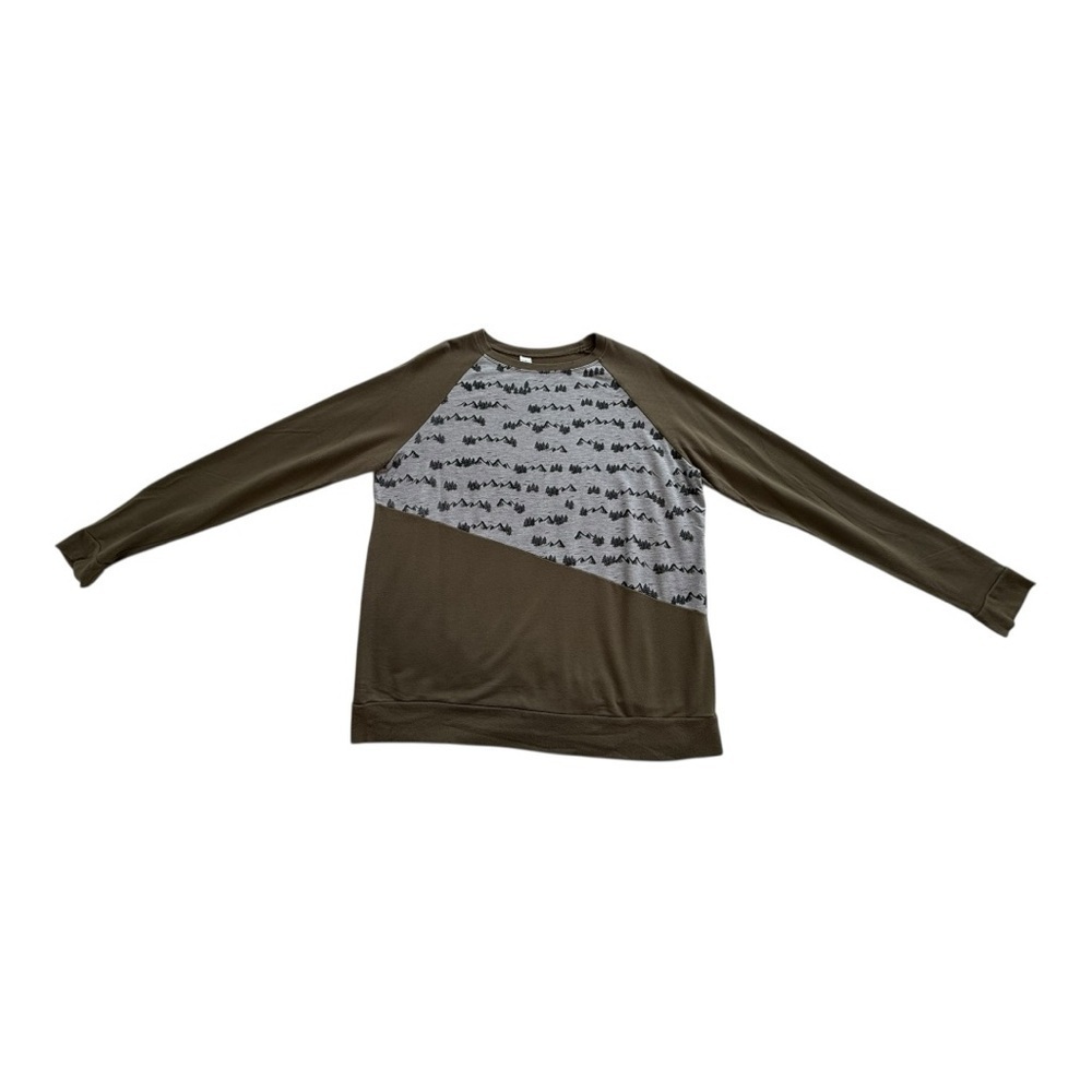 Whiteout | Colour Block Mountain Tree Design Crewneck - Size XL